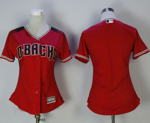 Diamondbacks Blank Red/Brick Alternate Women's Stitched MLB Jersey - Click Image to Close